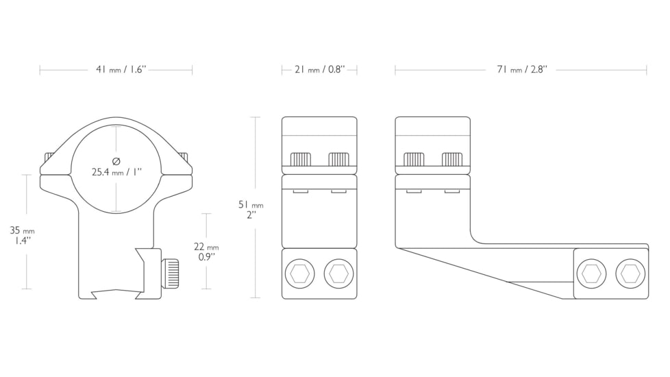 Hawke Sport Optics Dovetail 1in High 2in Extension Rings - 2-Pieces, Black, 22121