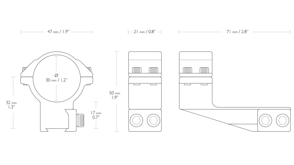 Hawke Sport Optics Dovetail 30mm High 2in Extension Scope Rings, Black, 22123
