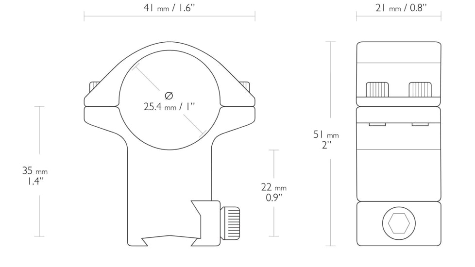Hawke Sport Optics Dovetail Match Series Rifle Scope Rings - 2-Pieces, 1in, High, Black, 22102