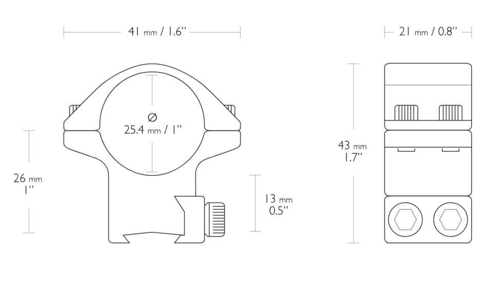 Hawke Sport Optics Dovetail Match Series Rifle Scope Rings - 2-Pieces, 1in, Medium, Black, 22101