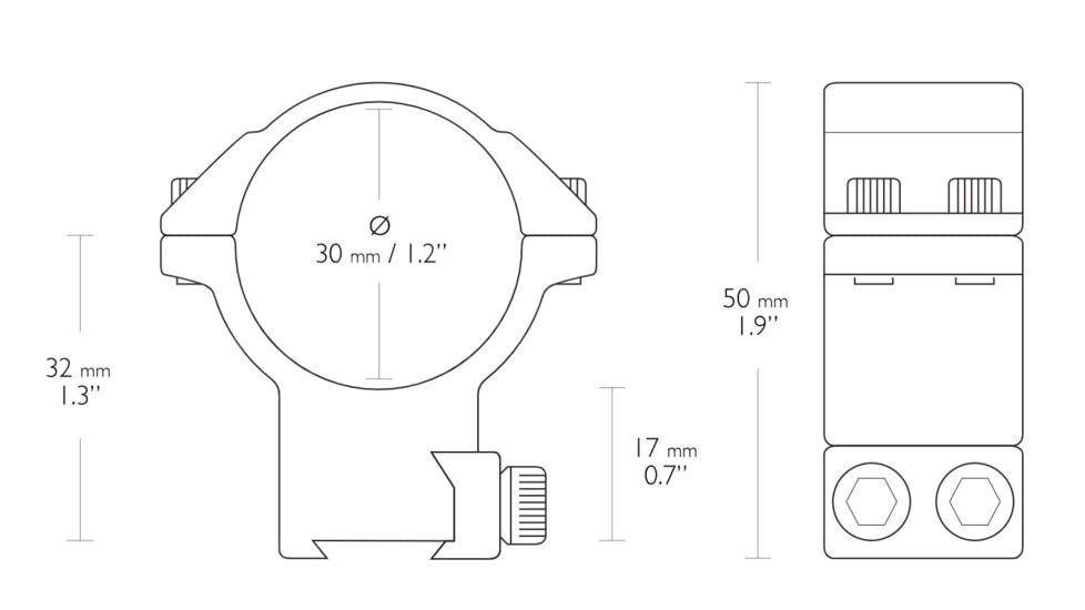 Hawke Sport Optics Dovetail Match Series Rifle Scope Rings - 2-Pieces, 30mm, High, Black, 22108