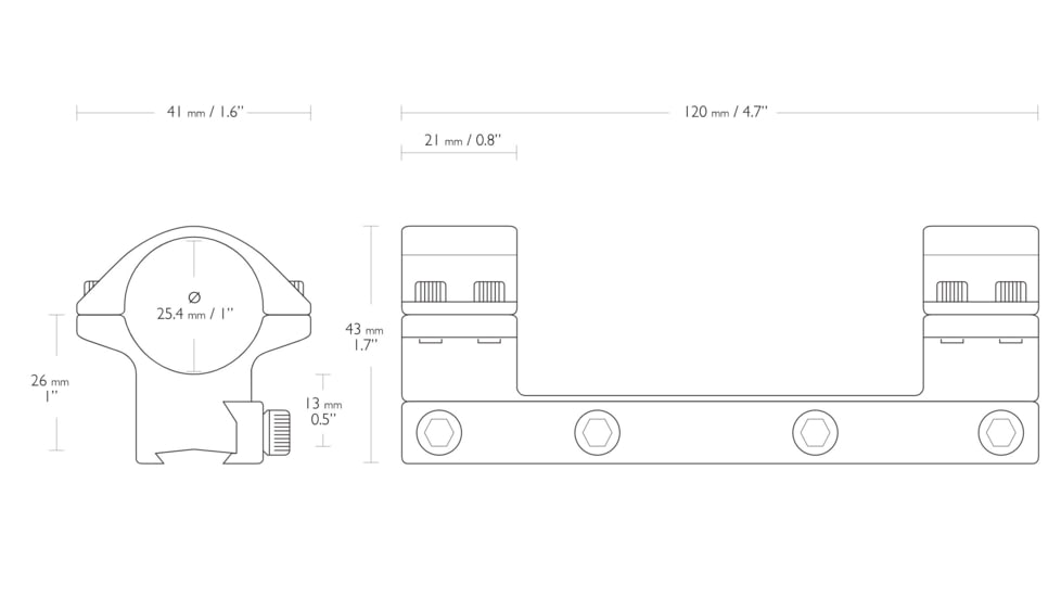 Hawke Sport Optics Dovetail 1in Scope Rings - 1-Pieces, Medium, Black, 22104