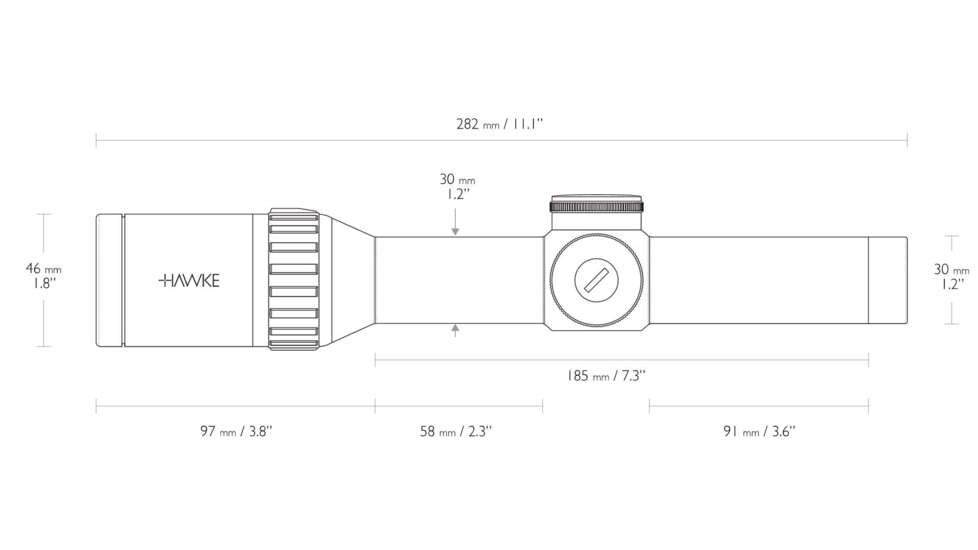 Hawke Sport Optics Endurance 30 Rifle Scope, 1-4x24mm, 30mm Tube, SFP, Tactical Dot IR Reticle, Black, 16301
