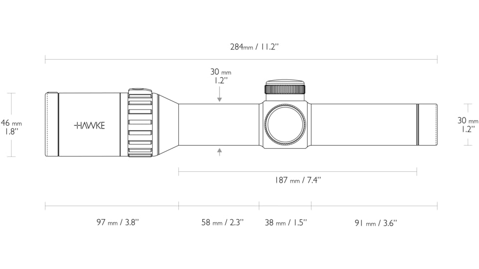 Hawke Sport Optics Endurance 30 WA Riflescope 1-6x24 - L4A Fiber Dot, Black, 16401
