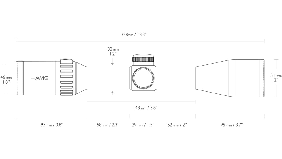 Hawke Sport Optics Endurance 30 WA Riflescope 1.7-10x44 - L4A Fiber Dot, Black, 16412