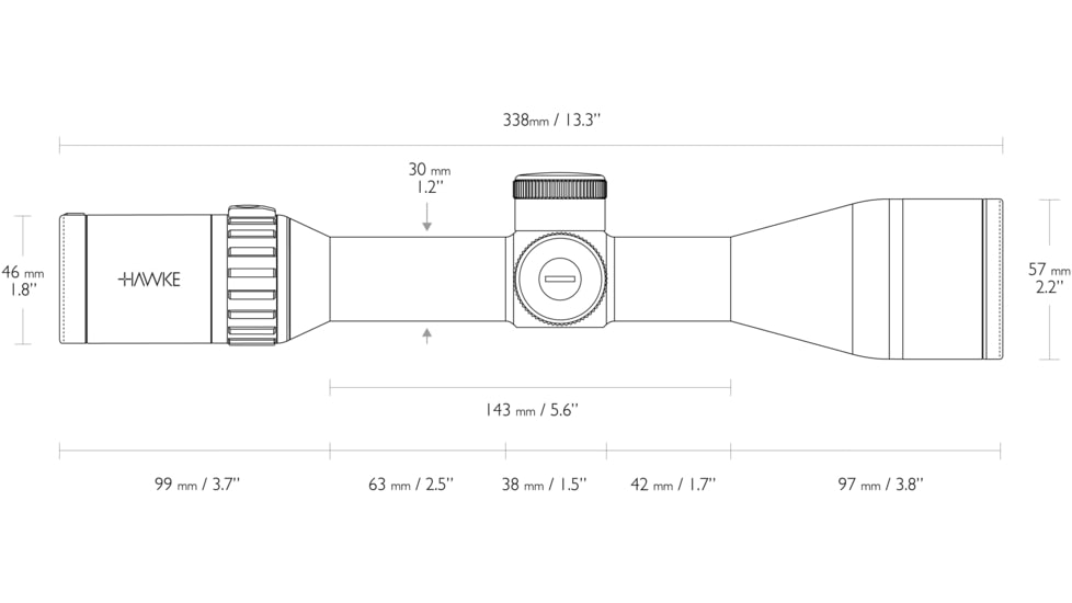 Hawke Sport Optics Endurance 30 WA Riflescope 3-18x50 SF- LR2 Fiber Dot, Black, 16435