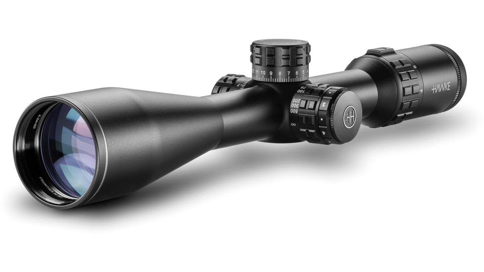Hawke Sport Optics Frontier 30 Rifle Scope, 4-24x50mm SF, 30mm Tube, SFP, LR Dot IR Reticle, Black, 18430