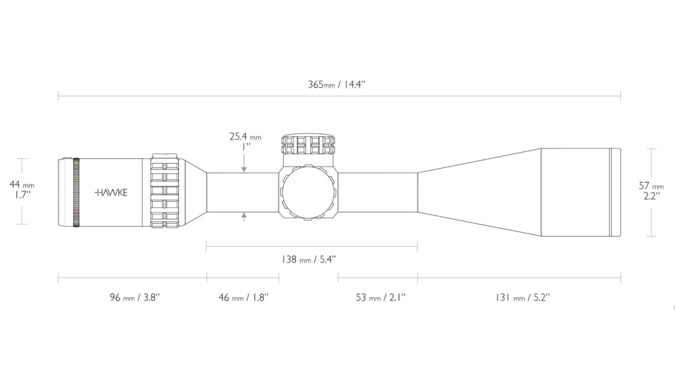 Hawke Sport Optics Frontier Rifle Scope, 5-25x44mm SF, 1in Tube, SFP, Mil Pro IR Reticle, Black, 18140