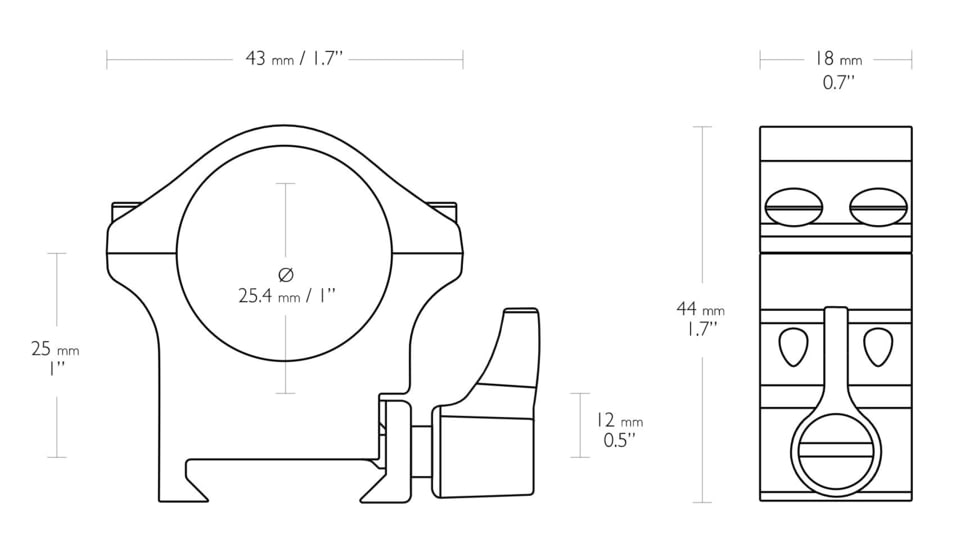 Hawke Sport Optics Professional Steel 1in Weaver Scope Rings - 2-Pieces, Medium, Black, 23101