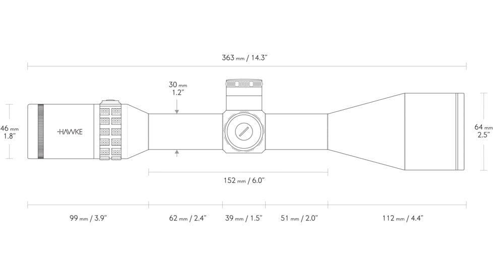 Hawke Sport Optics Sidewinder 30 SF Rifle Scope, 6-24x56mm, 30mm Tube, Second Focal Plane, 20x 1/2 Mil Dot + Reticle, Red, MRAD Adjustment, Black, 17260