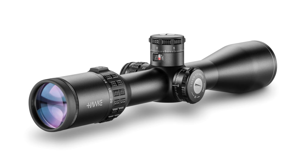 Hawke Sport Optics Sidewinder 30 SF Rifle Scope, 6.5-20x44mm, 30mm Tube, Second Focal Plane, 20x 1/2 Mil Dot + Reticle, Red, MRAD Adjustment, Black, 17150