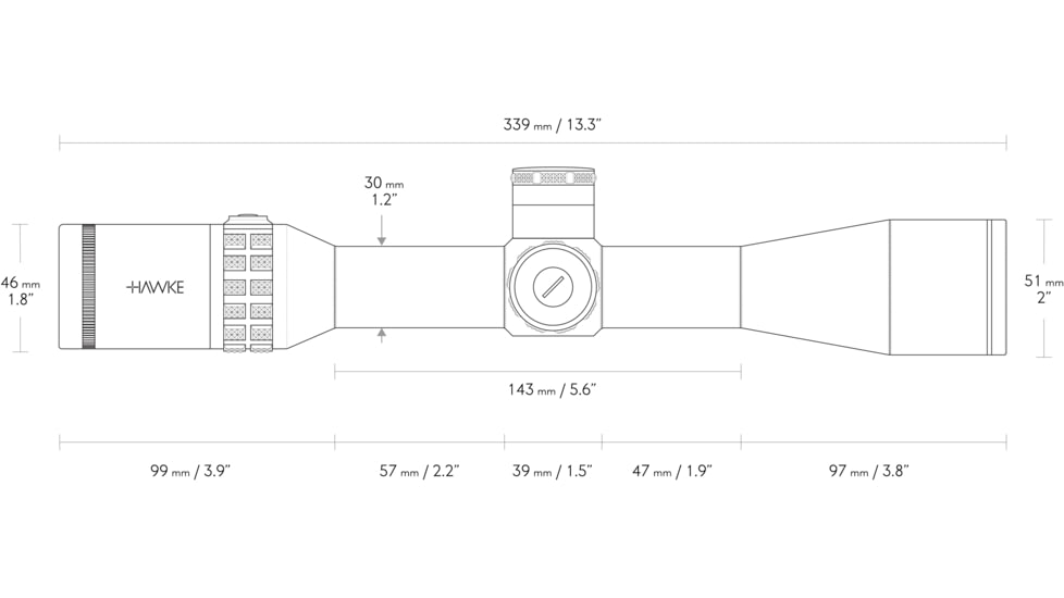 Hawke Sport Optics Sidewinder 30 SF Rifle Scope, 6.5-20x44mm, 30mm Tube, Second Focal Plane, 20x 1/2 Mil Dot + Reticle, Red, MRAD Adjustment, Black, 17150