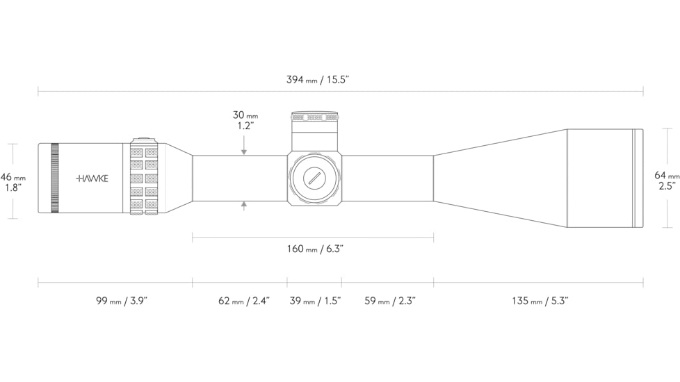 Hawke Sport Optics Sidewinder 30 SF Rifle Scope, 8-32x56mm, 30mm Tube, Second Focal Plane, SR Pro Gen II Reticle, Red, MRAD Adjustment, Black, 17271