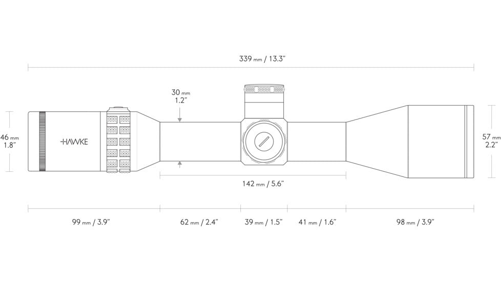 Hawke Sport Optics Sidewinder FFP Rifle Scope, 4-16x50mm, 30mm Tube, First Focal Plane, FFP 1/2 Mil Dot + Reticle, Red, MRAD Adjustment, Black, 17450