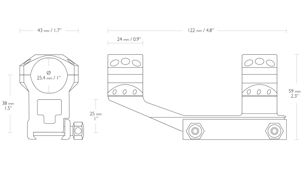 Hawke Sport Optics Tactical Cantilever 1in Weaver Scope Rings - 1-Piece, High, Black, 24130