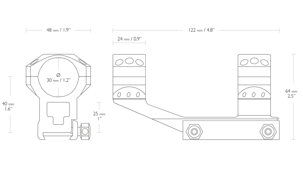 Hawke Sport Optics Tactical Cantilever Ring Weaver 30mm High - 1 - Piece, Black, 24135