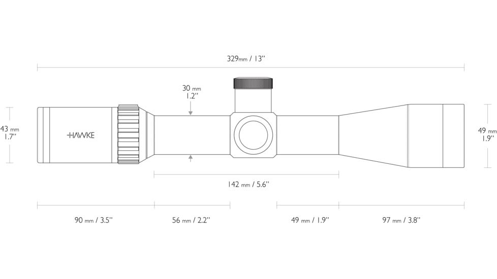 Hawke Sport Optics Vantage 30 WA IR Rifle Scope, 4-12x42mm, 30mm Tube, Second Focal Plane, .223/.308 Marksman Reticle, Black, 14278