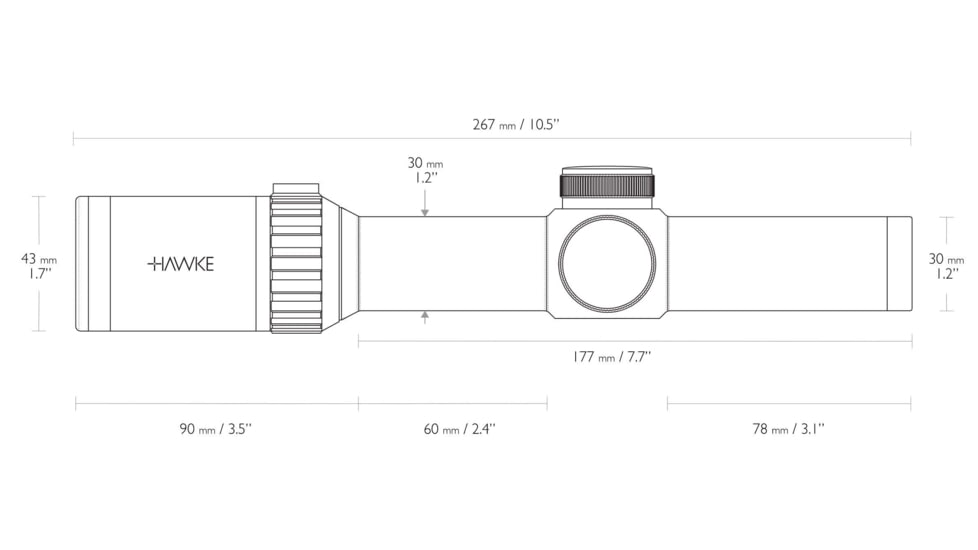 Hawke Sport Optics Vantage Rifle Scope, 1-8x24mm, 30mm Tube, L4A Dot, 1/2 MOA, Low-Profile, Black, 14400