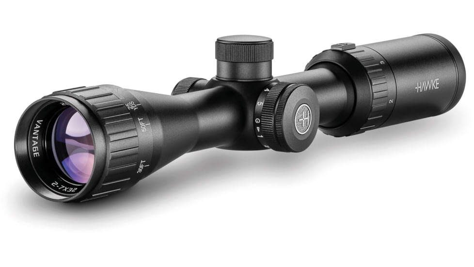 Hawke Sport Optics Vantage Rifle Scope, 2-7x32mm AO, 1in Tube, SFP, Mil Dot IR Reticle, Black, 14211