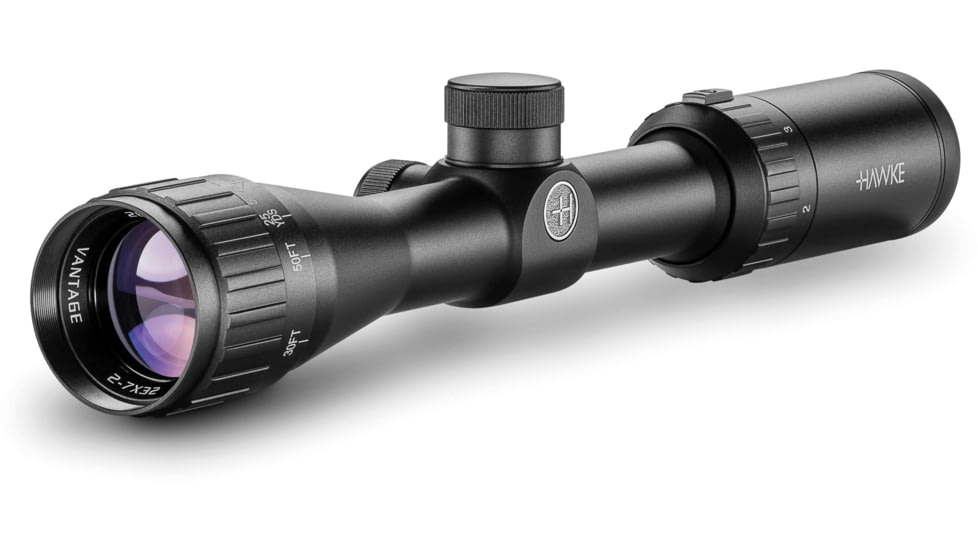 Hawke Sport Optics Vantage Rifle Scope, 2-7x32mm AO, 1in Tube, SFP, Mil Dot Reticle, Black, 14111