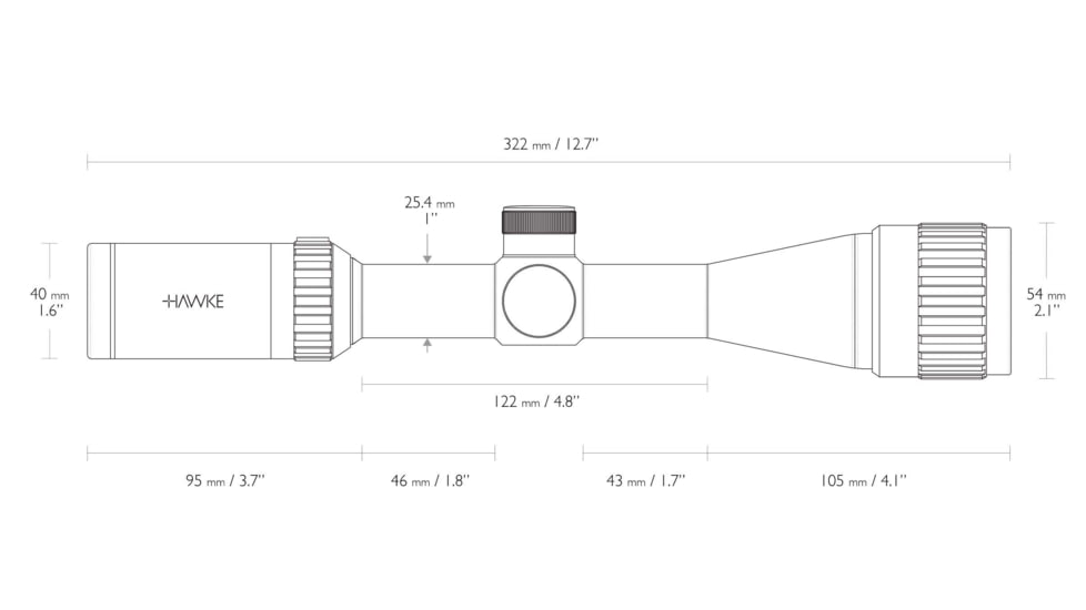 Hawke Sport Optics Vantage Rifle Scope, 3-9x40mm AO, 1in Tube, SFP, 30/30 Duplex Reticle, Black, 14122