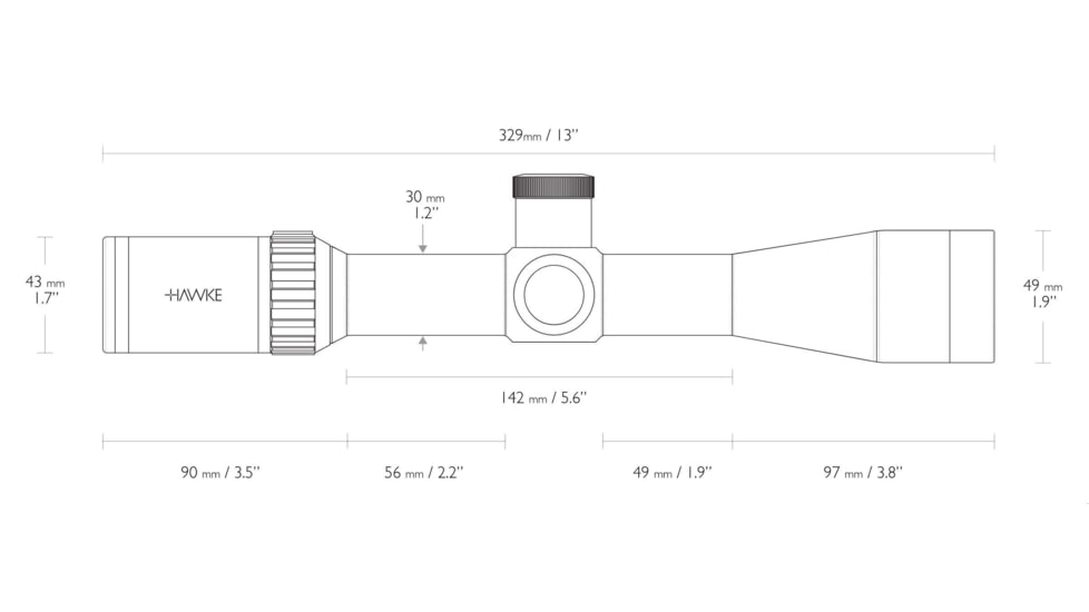 Hawke Sport Optics Vantage Rifle Scope, 3-9x42mm, 30mm Tube, SFP, .223/308 IR Reticle, Black, 14277