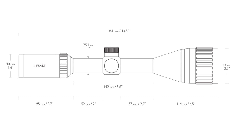 Hawke Sport Optics Vantage Rifle Scope, 3-9x50mm AO, 1in Tube, SFP, Mil Dot Reticle, Black, 14133