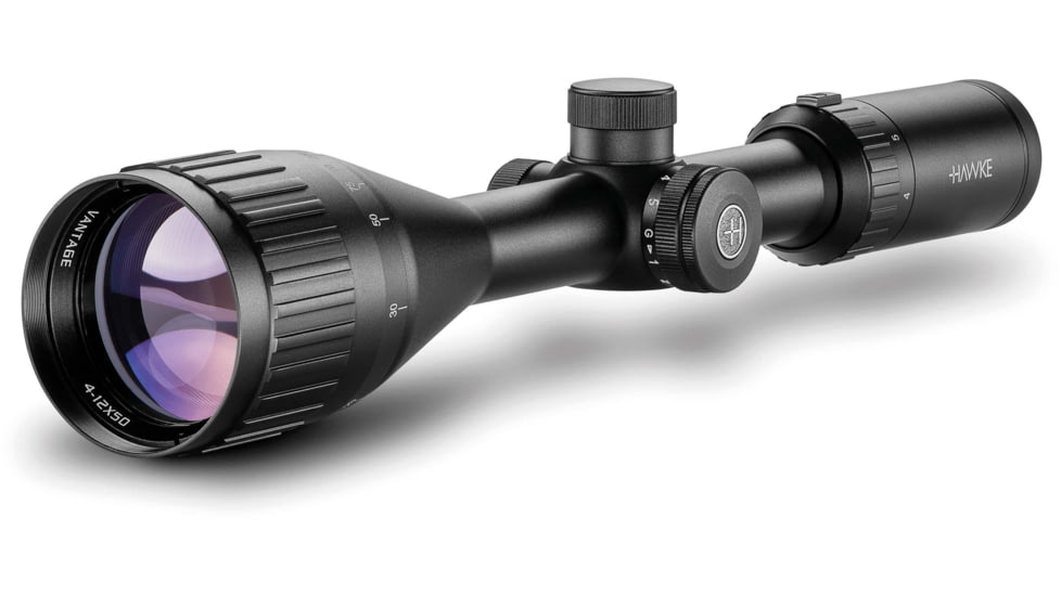 Hawke Sport Optics Vantage Rifle Scope, 4-12x50mm AO, 1in, SFP, Mil Dot IR Reticle, Black, 14252