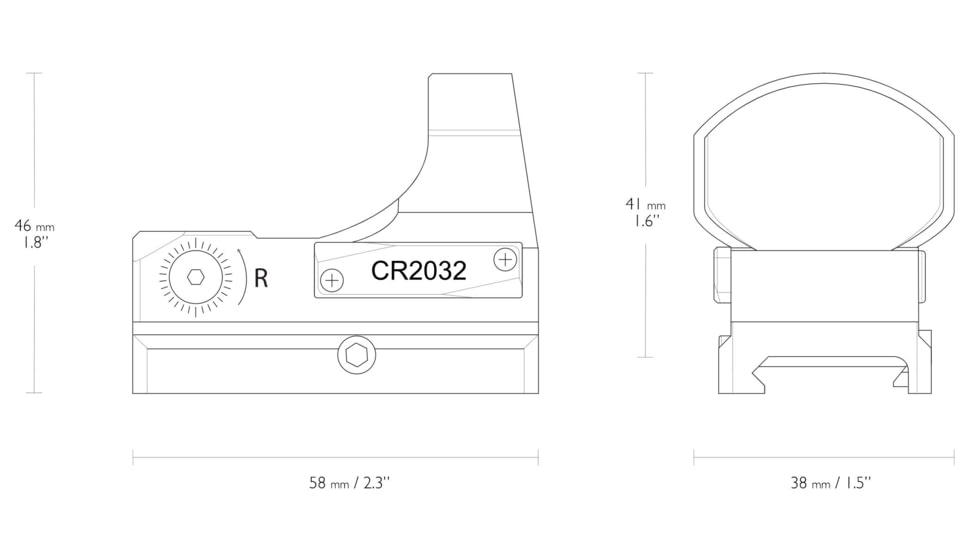 Hawke Sport Optics Wide View Digital Control Reflex Red Dot Sight w/ Battery Tray, 3 MOA, Large, Black, 12144