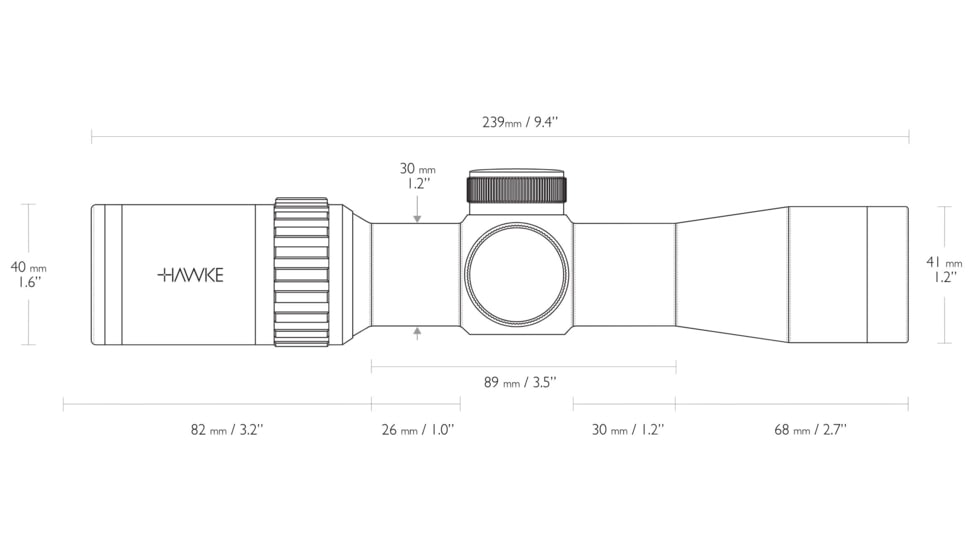 Hawke Sport Optics XB30 2-7x32mm Crossbow Sights, XB30 Compact SR, 1/2 MOA, Low-Profile, Black, 12224