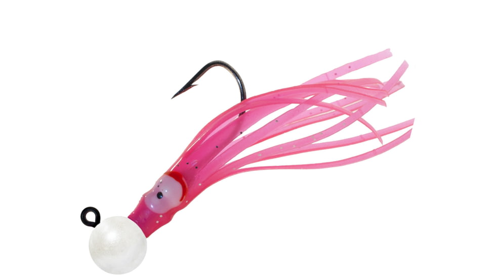 Hawken Outdoors Aerojig Humpy Death Jig, 3/8 oz, 1/0 Hook, Pearl White Head/Cerise Skirt, HDJ38002