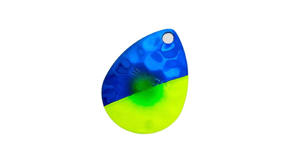 Hawken Outdoors Simon 3.5 Colorado Spinner Blade, Hammered, Slash Blue/Chartreuse Dot, Silver, 2 Pieces, SSBH35009