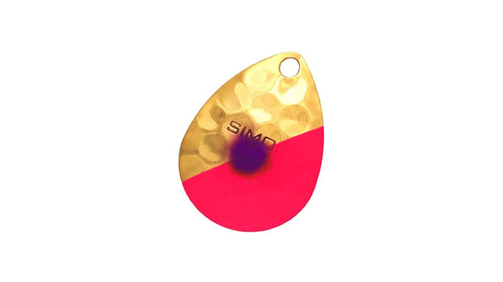 Hawken Outdoors Simon 3.5 Colorado Spinner Blade, Hammered, Slash Pink W/ Purple Dot, Gold Blade, 2 Pieces, SSBH35007