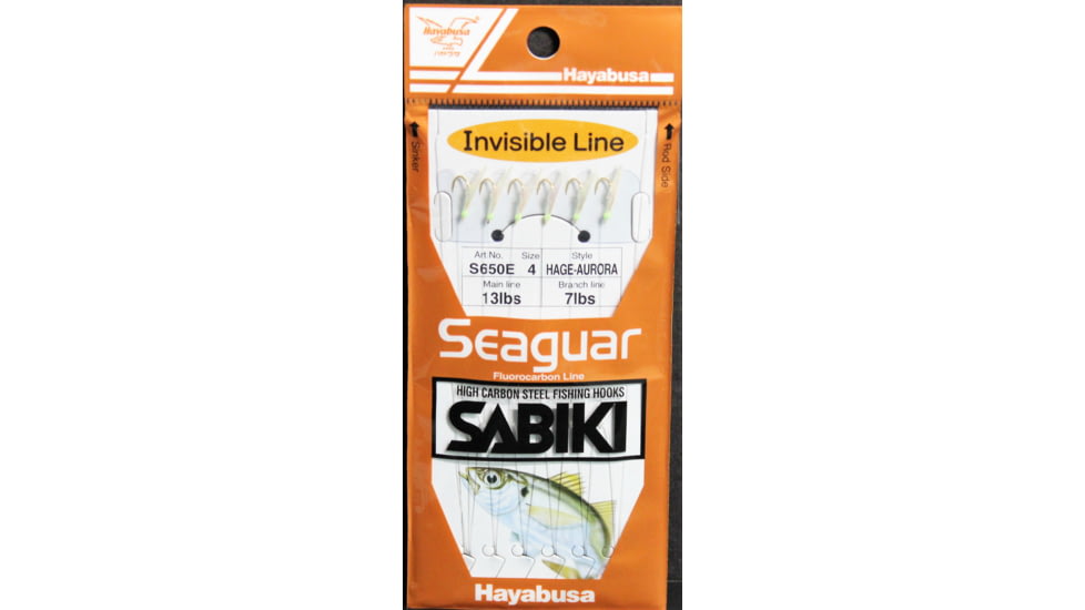 Hayabusa Hage-Aurora Sabiki Rig Fluorocarbon, Size 4, 6 Pack, S-650E-4