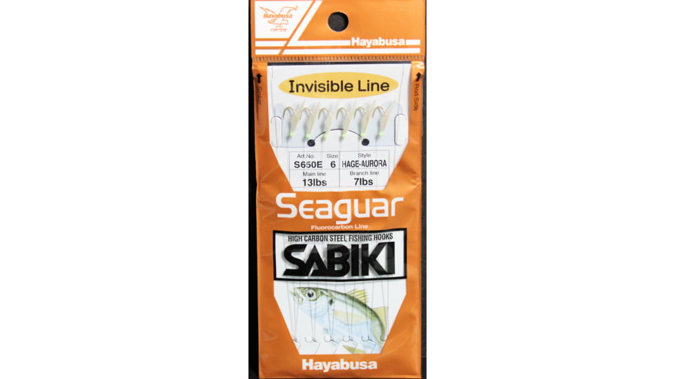 Hayabusa Hage-Aurora Sabiki Rig Fluorocarbon, Size 6, 6 Pack, S-650E-6