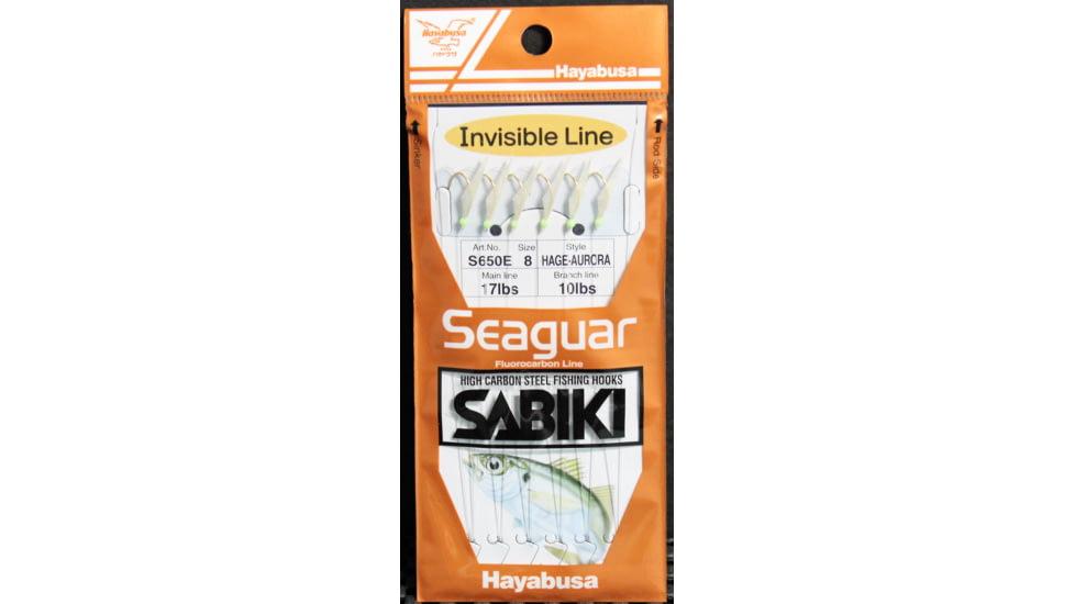 Hayabusa Hage-Aurora Sabiki Rig Fluorocarbon, Size 8, 6 Pack, S-650E-8