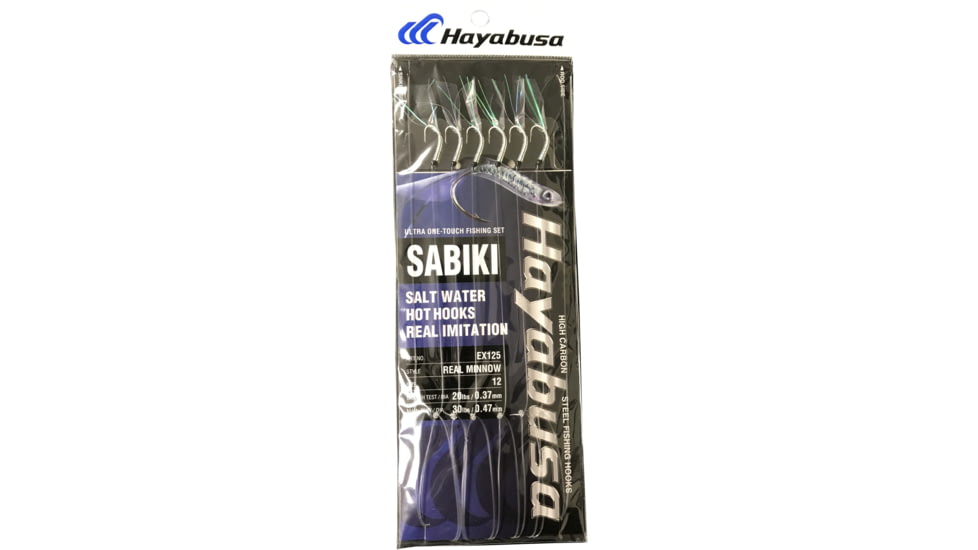 Hayabusa Real Minnow Sabiki, Main 30Lb And Branch 20Lb Test Line, Size 12, 6 Hooks, EX125-12