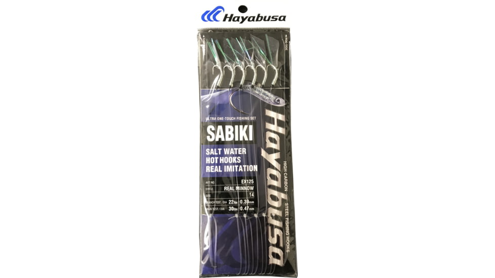 Hayabusa Real Minnow Sabiki, Main 30Lb And Branch 22Lb Test Line, Size 14, 6 Hooks, EX125-14
