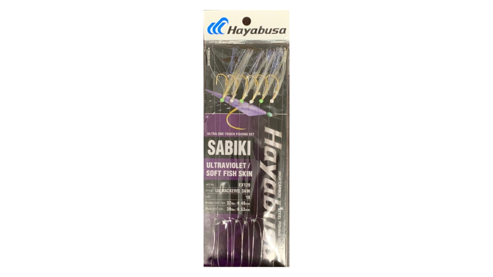 Hayabusa Uv Mackerel Skin Sabiki, Main 39Lb And Branch 32Lb Test Line, Size 18, 6 Hooks, EX129-18