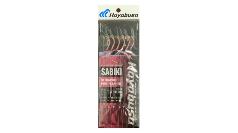 Hayabusa Uv Pink Skin Sabiki, Main 39Lb And Branch 32Lb Test Line, Size 18, 6 Hooks, EX130-18