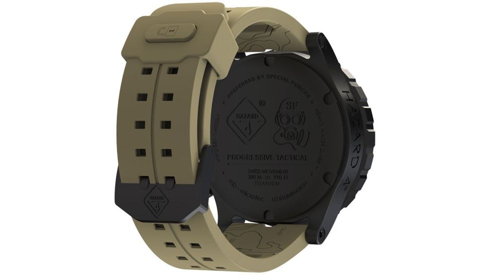 Hazard 4 Heavy Water Diver, 50mm Black Titanium GMT Watch with Tritium, Black Dial, Earth Texts, Green/Yellow Tritium, HWD-TIPV-G-E-KE-GGYG
