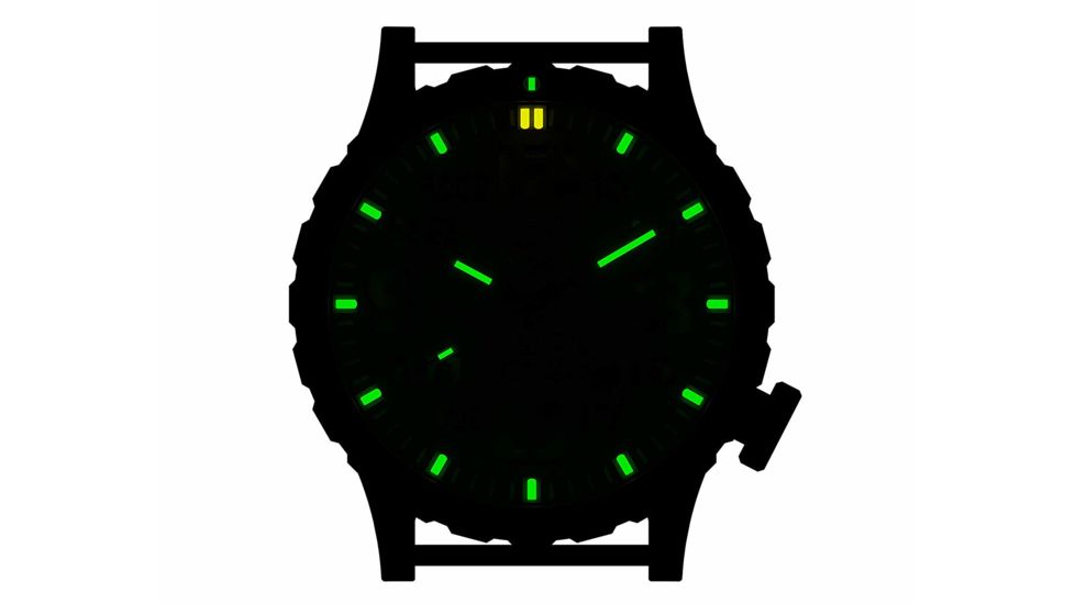 Hazard 4 Heavy Water Diver, 50mm Black Titanium Watch with Tritium, Earth Dial, Black Texts, Green/Yellow Tritium, HWD-TIPV-EK-GGYG