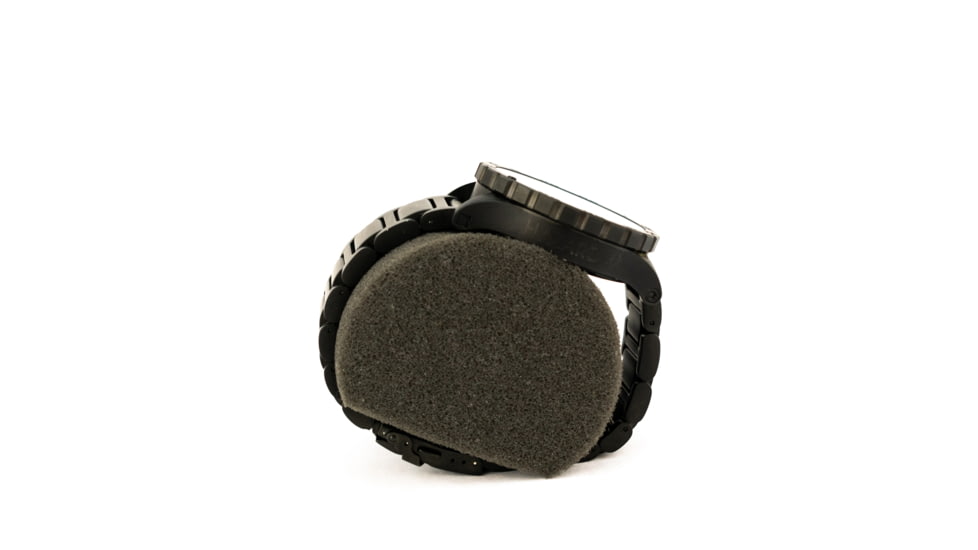 Hazard 4 Heavy Water Diver, 50mm Titanium Watch Bracelet with Tritium, Black Dial, White Texts, Blue/Red Tritium, HWD-TIPV-B-KW-GGYG