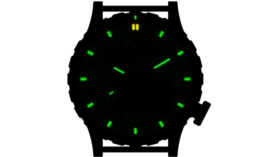 Hazard 4 HeavyWater Diver Titanium Tritium Dive Watch,Black Dial, White Graphics,Green Bezel,Nylon Strap WAT-HWD-TI-KW-GGYG