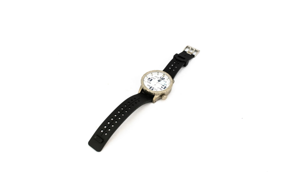 Hazard 4 HeavyWater Diver Titanium Tritium Dive Watch,White Dial, Black Graphics,Green Bezel,Nylon Strap WAT-HWD-TI-WK-GGYG