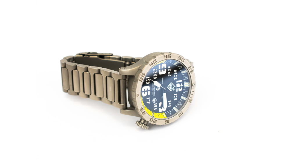 Hazard 4 HeavyWaterDiver BlackTie B Ti Bracelet Yellow GMT, Silver, HWD-TI-B-G-Y-KW-GGYG