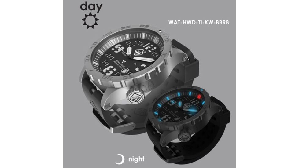 Hazard 4 HeavyWater Diver Titanium Tritium Dive Watch,Black Dial,White Graphics,Blue Bezel,Nylon Strap WAT-HWD-TI-KW-BBRB