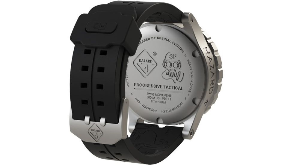 Hazard 4 HeavyWater Diver Titanium Tritium Dive Watch,Black Dial, White Graphics,Green Bezel,Nylon Strap WAT-HWD-TI-KW-GGYG