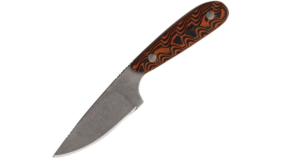 Hazen Knives Small Fixed Blade Orange Fixed Blade Knife, 3in, 1095 Carbon Steel, Clip Point, Black, G10 Handle HAZTUM01OR