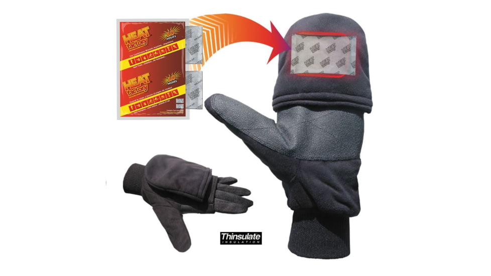 Heat Factory Heated Pop Top Glove - Mens, Pair, Black, Medium 991-BK-MED